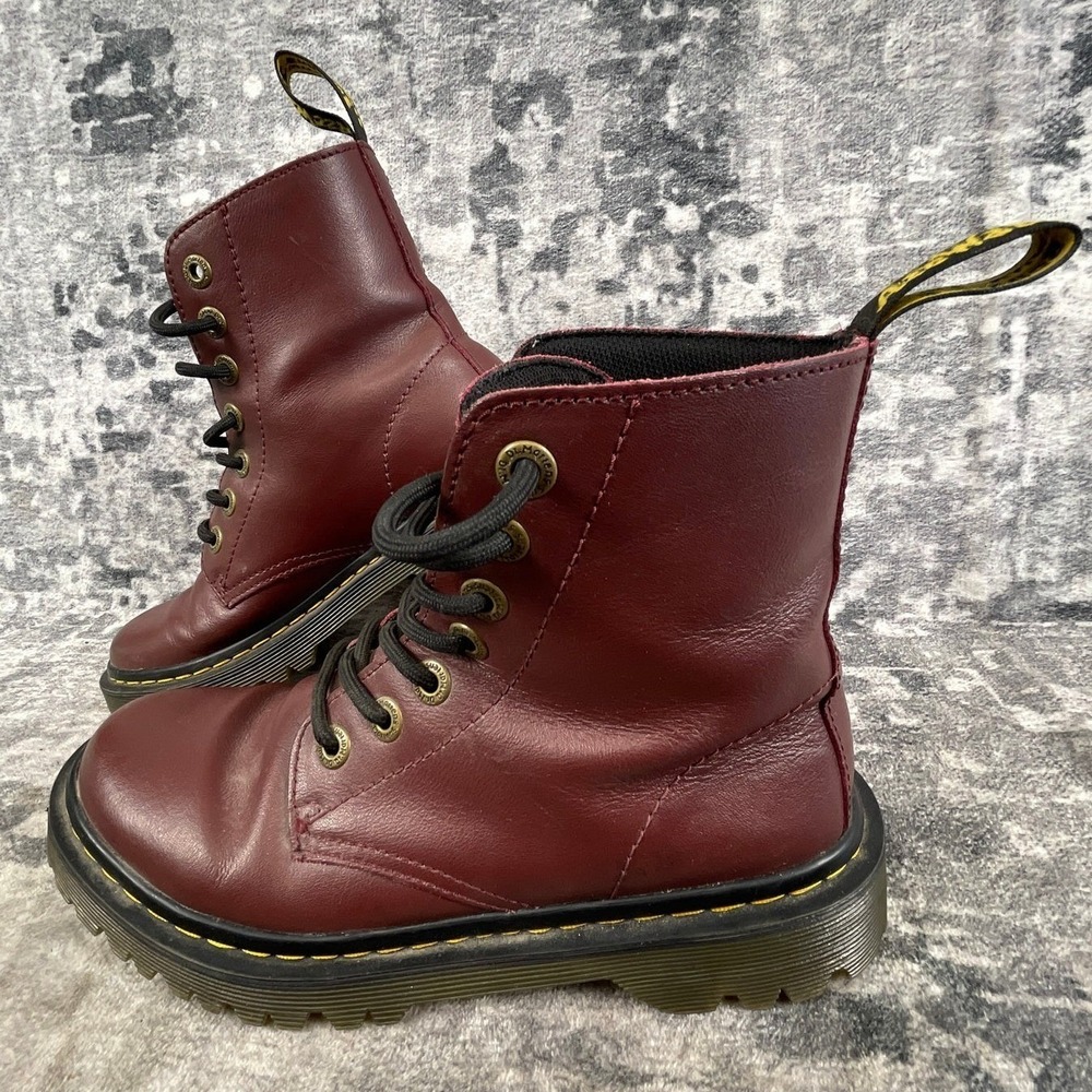 Dr Martens Luana Boots Womens Size 6 Cherry Red Leather Combat 7 Eyelet AirWair